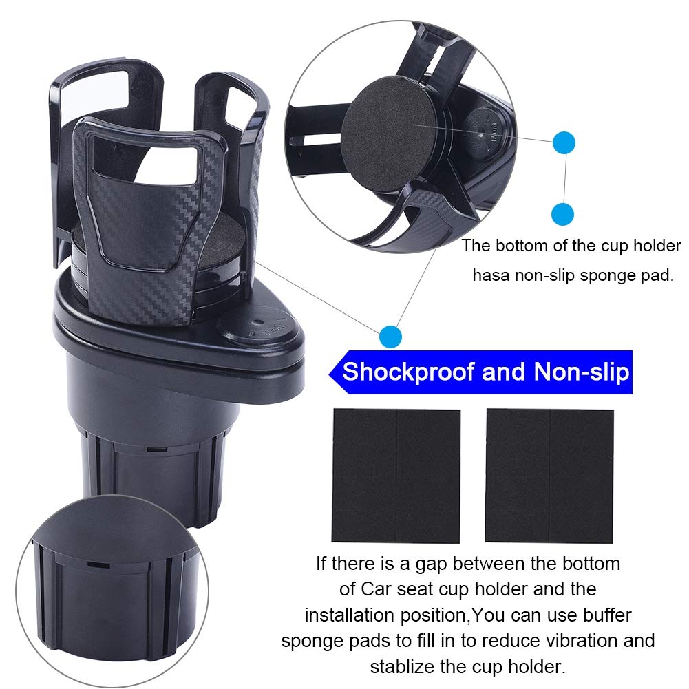 STHIRA Car Cup Holder Extender for Vehicles with 2 in 1 Rotatable Dual Holder Base | Fits 14oz–24oz Mugs