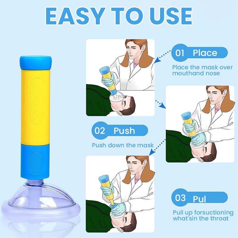 HANNEA Anti Choking Device for Home First Aid with 2 Masks for Adults and Kids | Portable Airway Suction Rescue Tool