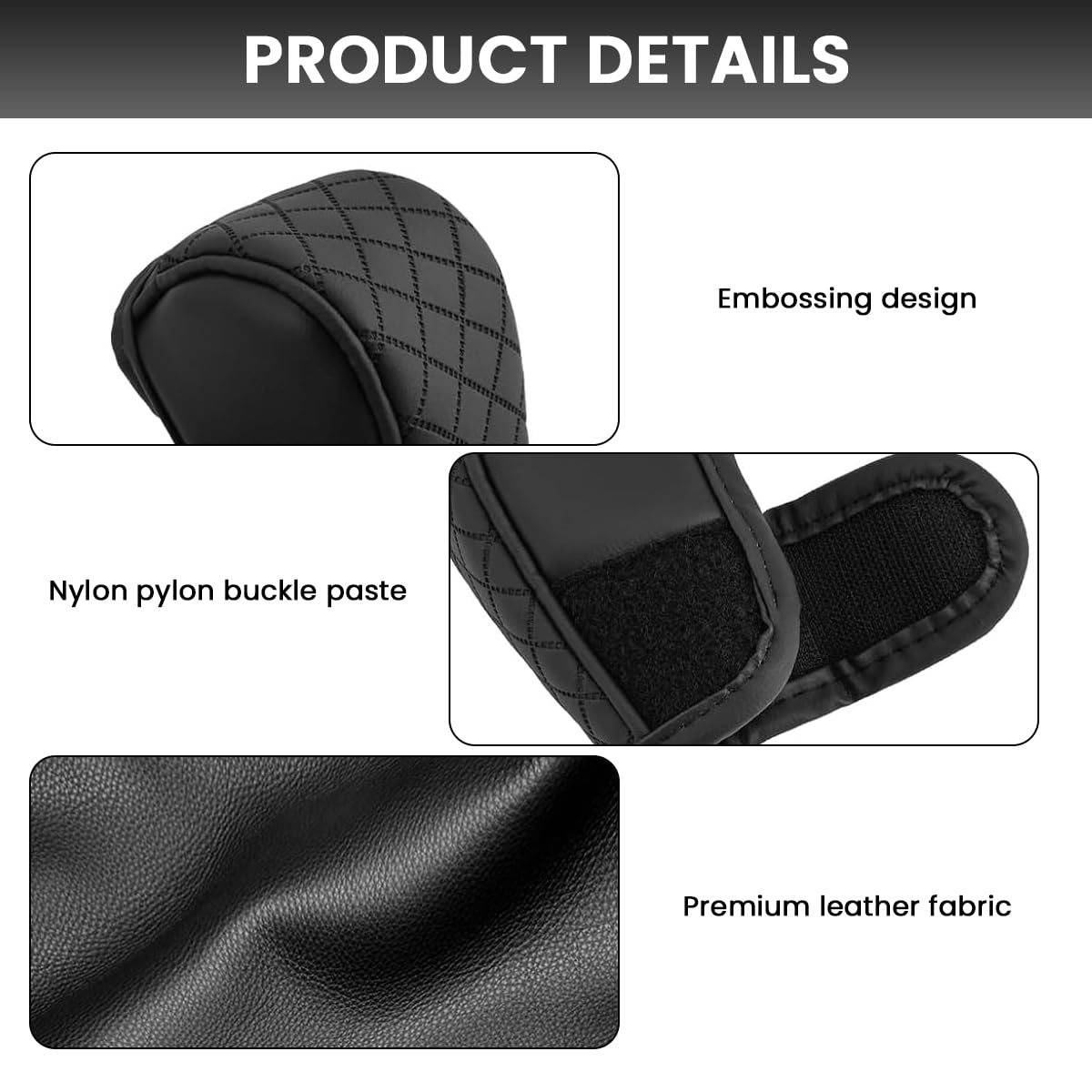 STHIRA Car Gear Knob Cover for Interior Protection with Anti Slip PU Leather Black 12 x 9 x 5cm 3PCS
