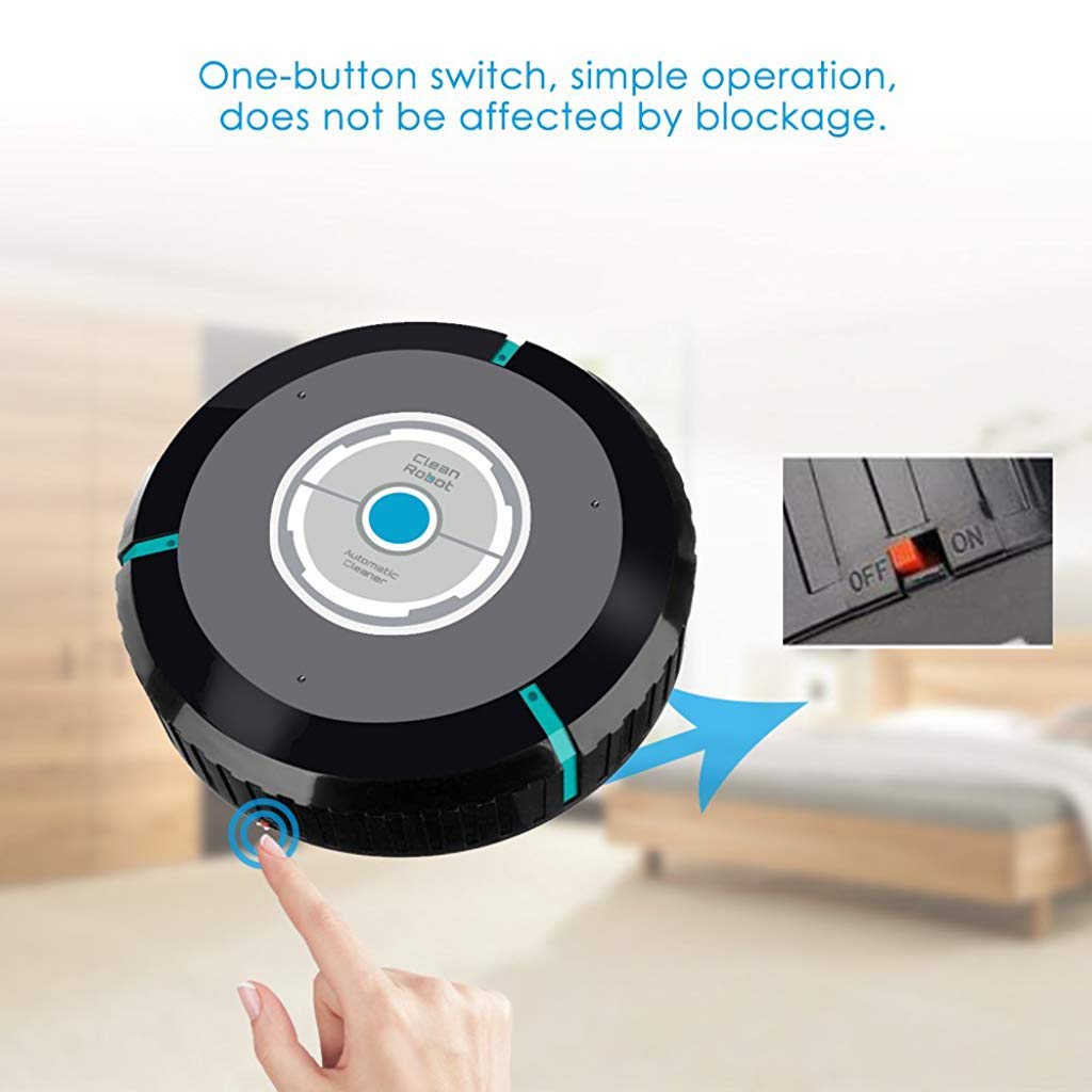 Supvox Home Automatic Vacuum Smart Floor Cleaning Robot Auto Dust Hair Paper Dirt Magic Broom Cleaner/Sweeper (Black)