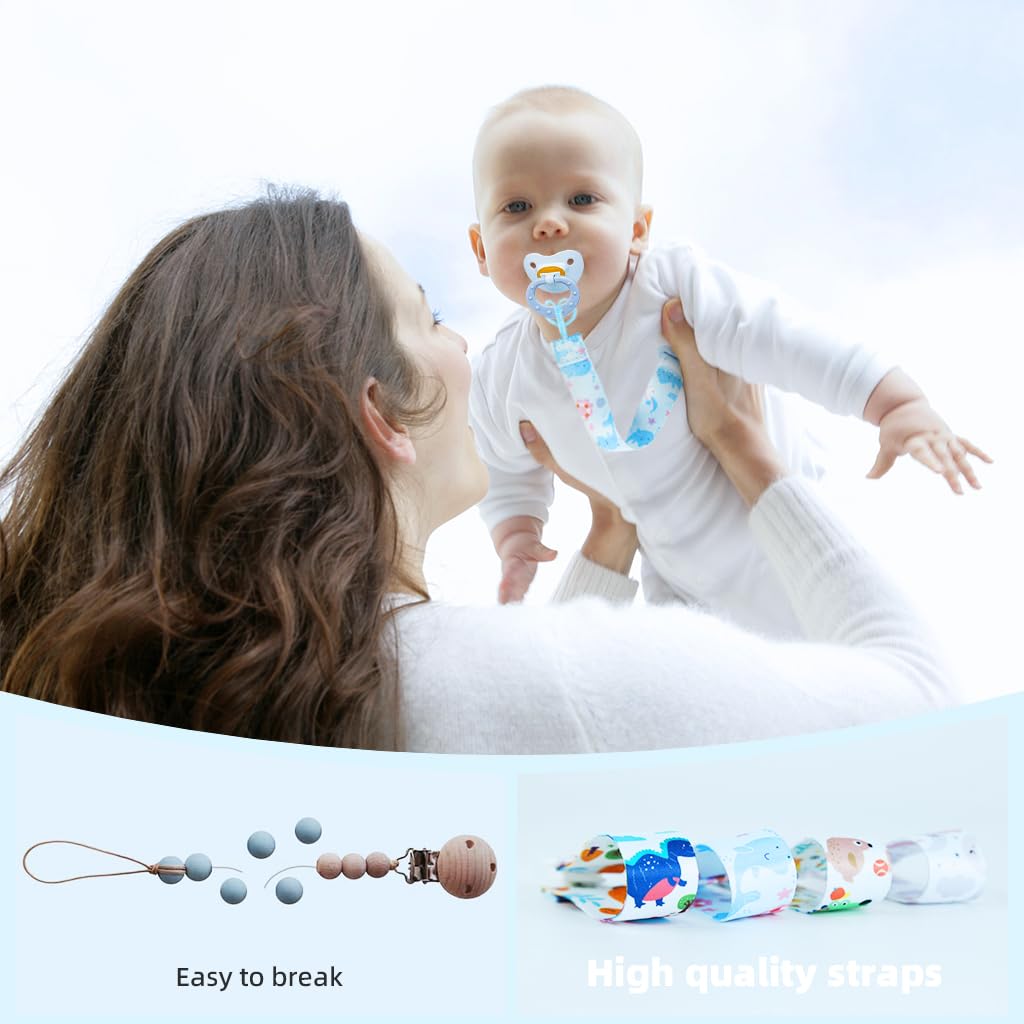 SNOWIE SOFT® 4pcs Anti Lost Pacifier Chain Strap Pacifier Clip for Toddlers Cartoon Fabric Pacifier Clip Strap for Soother, Teether, Toy, Pacifier Anti Lost Baby Pacifier Attaching Strap