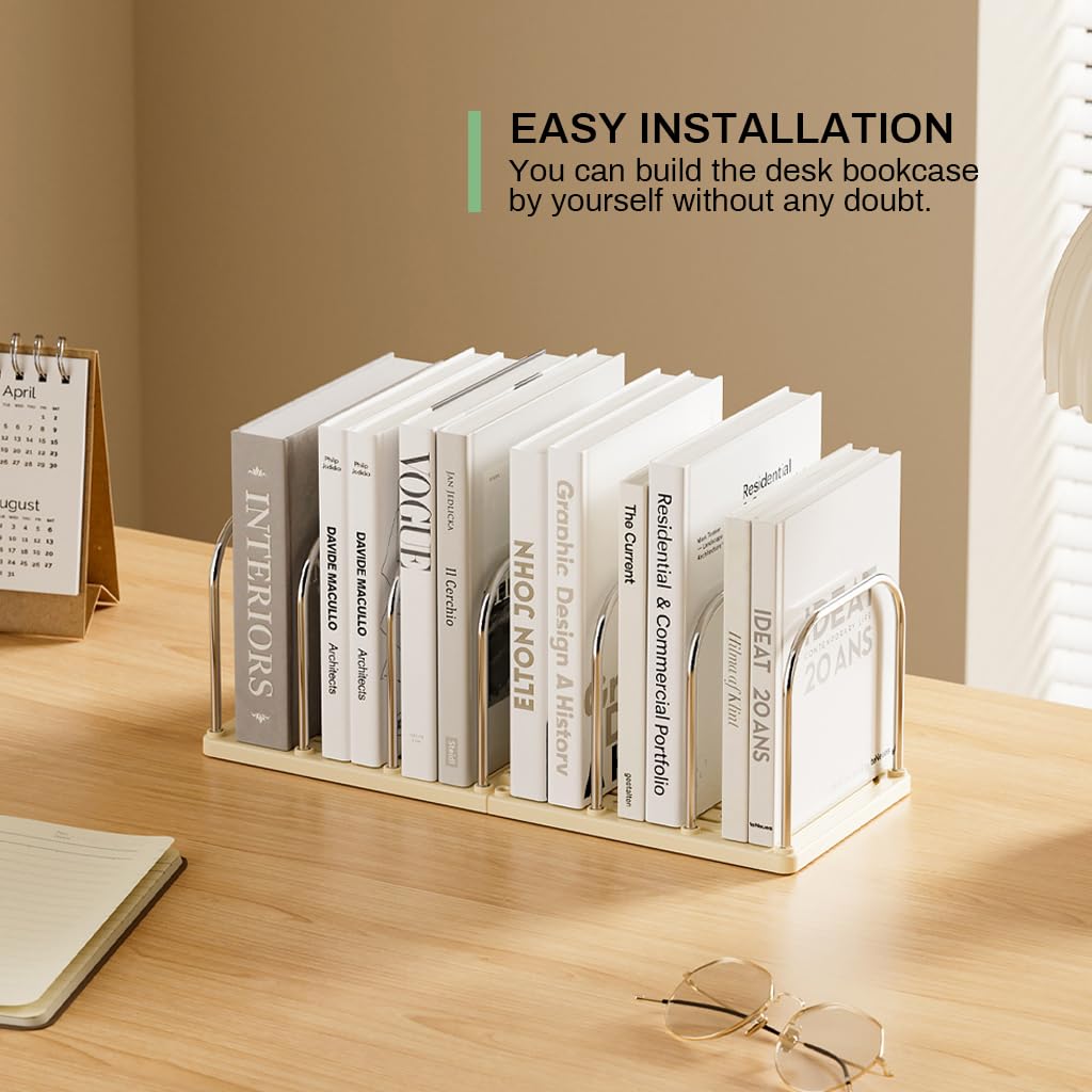 ZIBUYU Bookends for Shelves with Non Slip Base and White Metal Design | Modern Home Decor