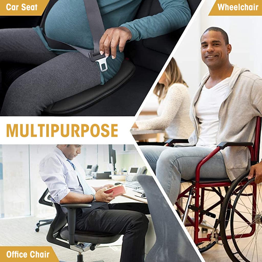 STHIRA Memory Foam Car Seat Cushion for All Season Comfort with Anti Slip Bottom | Black 1 Pack