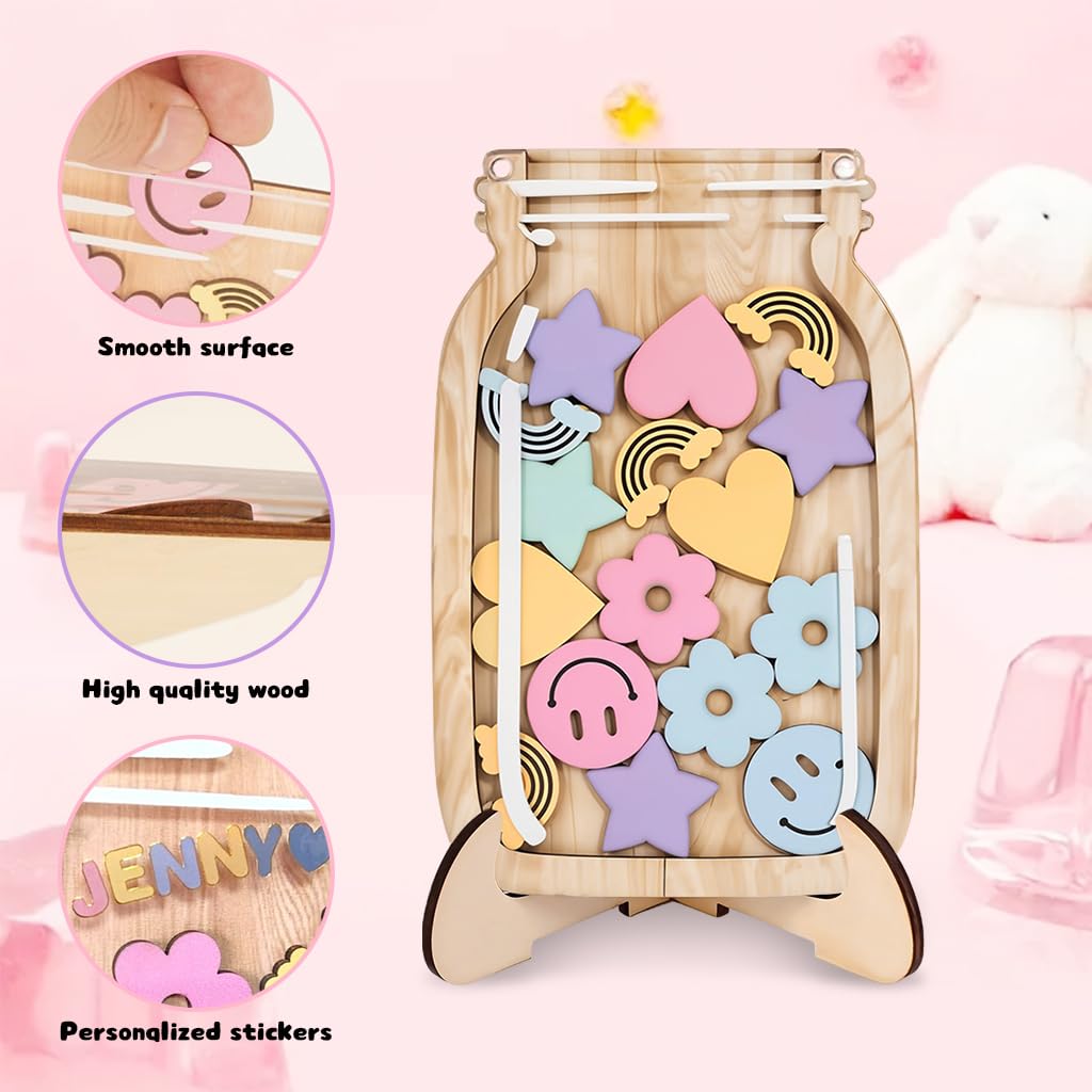 PATPAT Reward Jar for Kids featuring Magnetic Attachment and 30 Reward Cards | Wooden Design