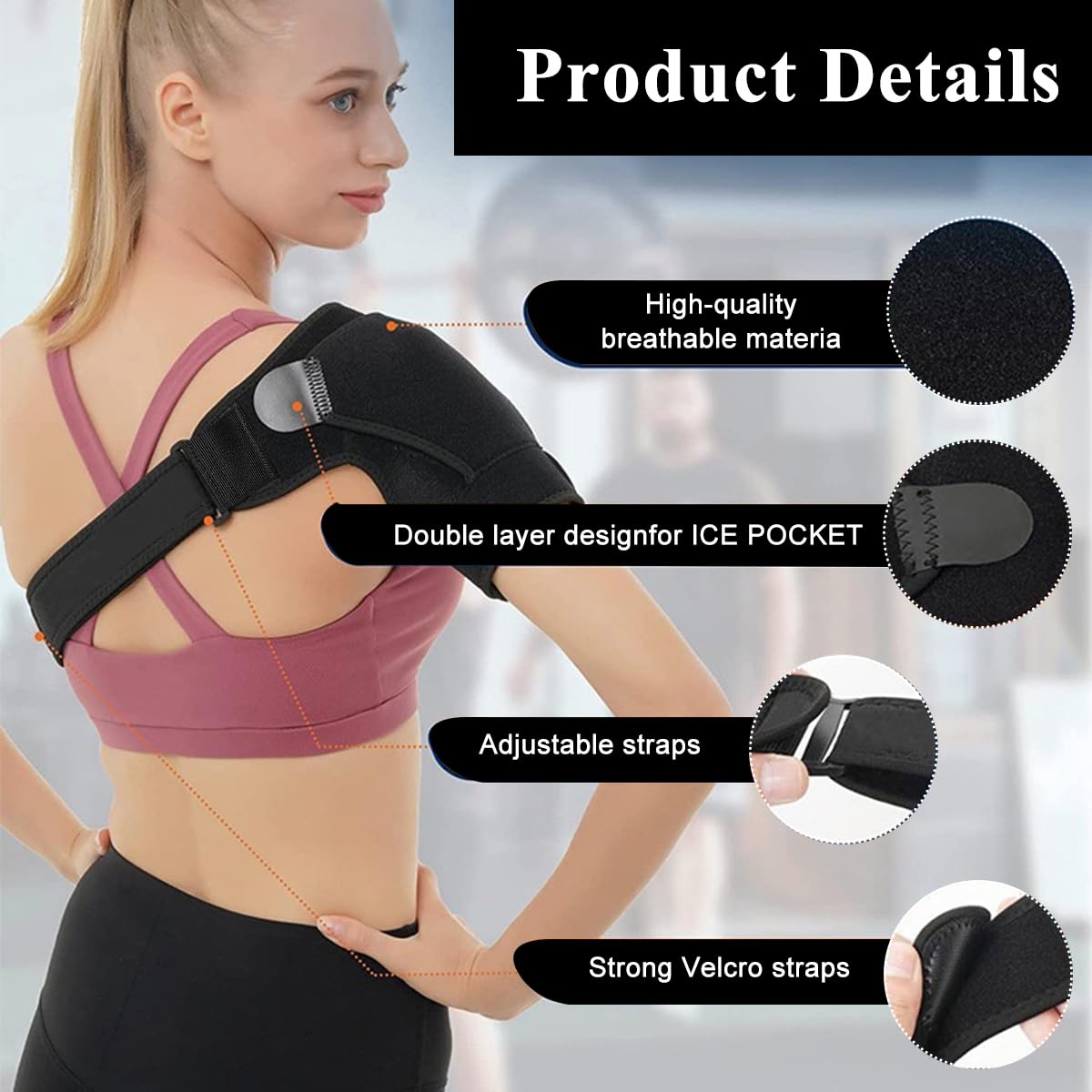 HANNEA® Shoulder Support Brace Adjustable Compression Shoulder Brace for Man Women Wearable Shoulder Brace for Recovery, Pain Relief, Dislocation, Bursitis