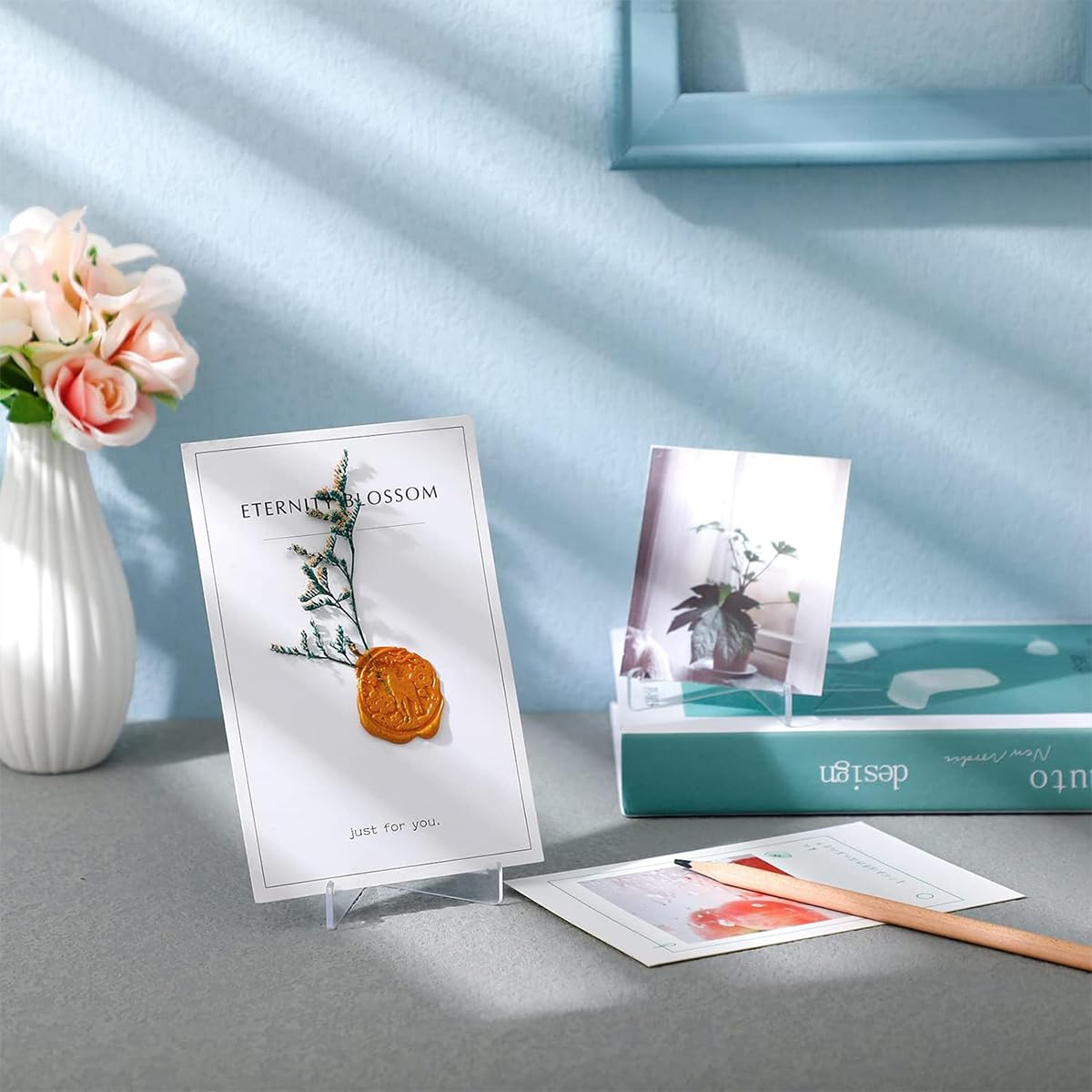 Climberty Card Display Stand for Trading Cards and Coins featuring Triangular Support | 10Pcs Clear Acrylic 2.25 Inch Easels