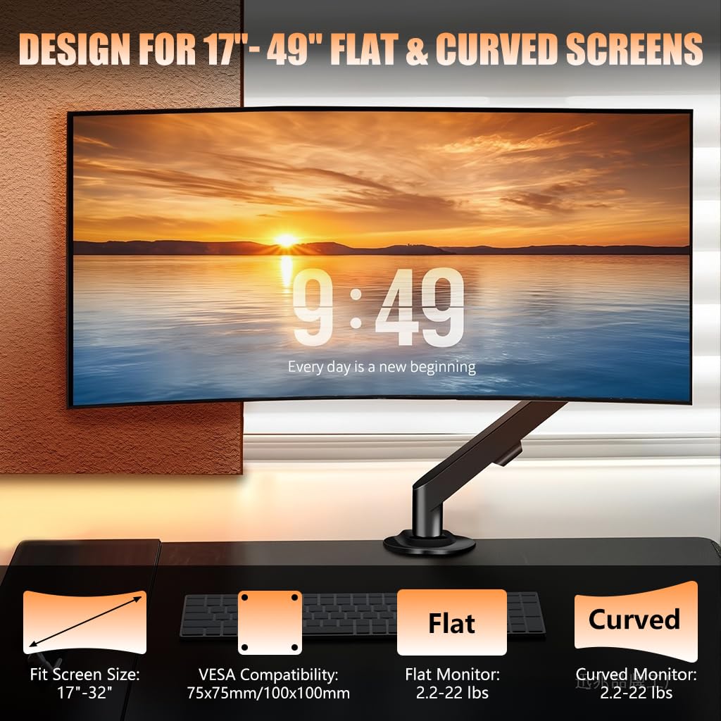 ZORBES Monitor Mount for 17–38 Inch Screens with 360 Degree Adjustable Clamp | Alloy Steel Stand