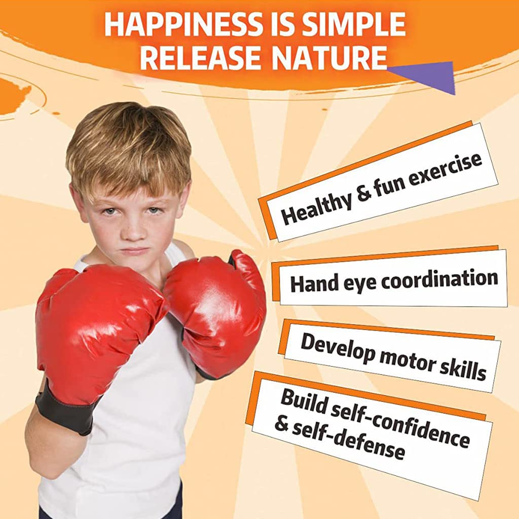 Proberos Punching Bag for Kids with 42 in Adjustable Stand and Spring Stake | PVC Boxing Set