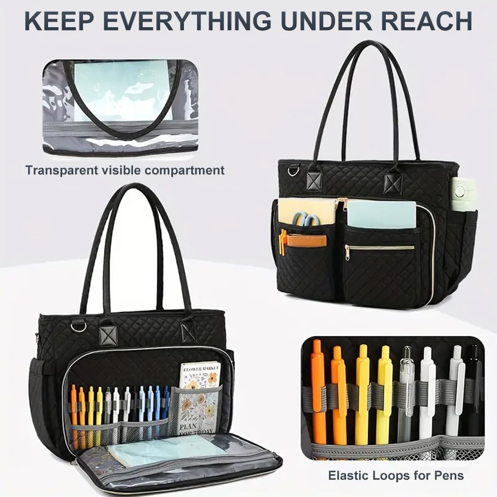 PALAY Tote Bag for Women with 15.6 inch Laptop Compartment featuring Quilted Design and Nylon Material | Ideal for Office and College