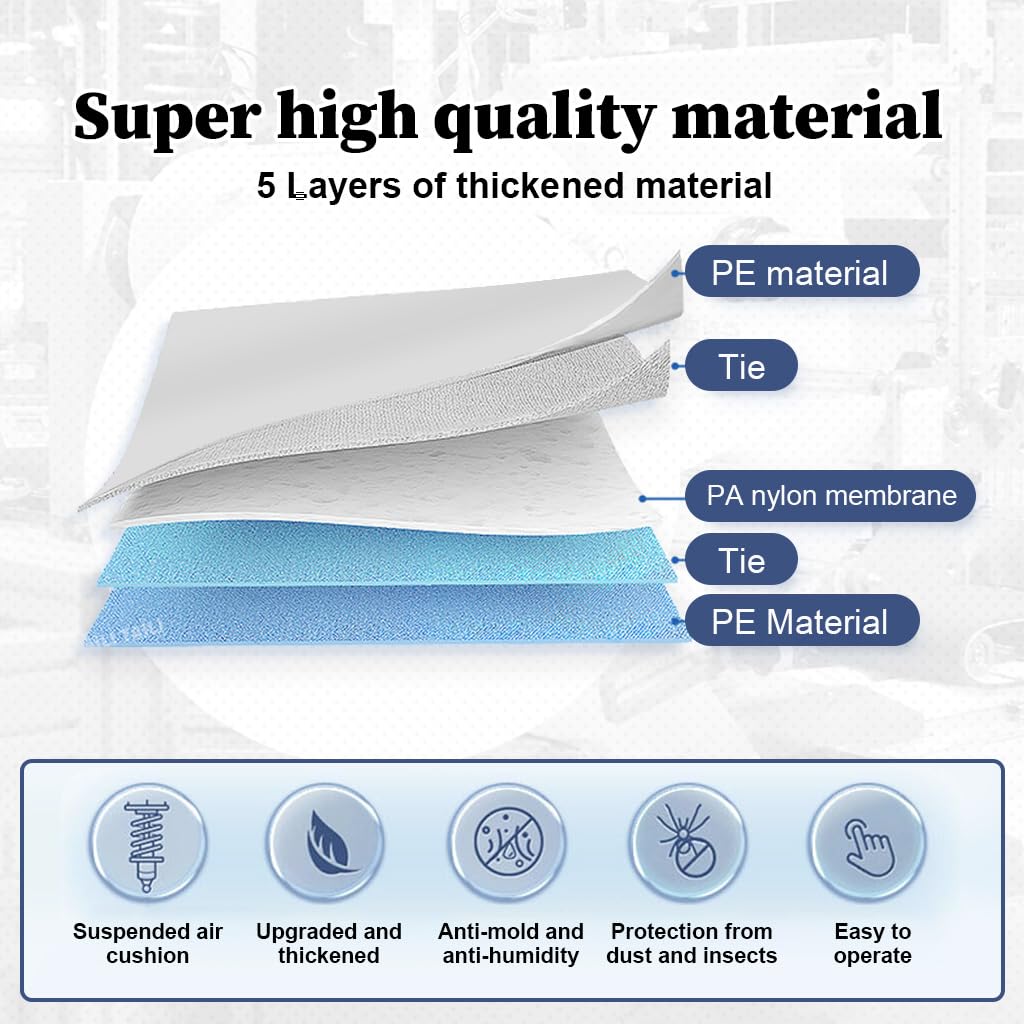 Supvox Vacuum Storage Bags for Clothes 10pcs with Hand Pump featuring Double Sealing Strip | PA&PE Airtight Space Saver for Home and Travel