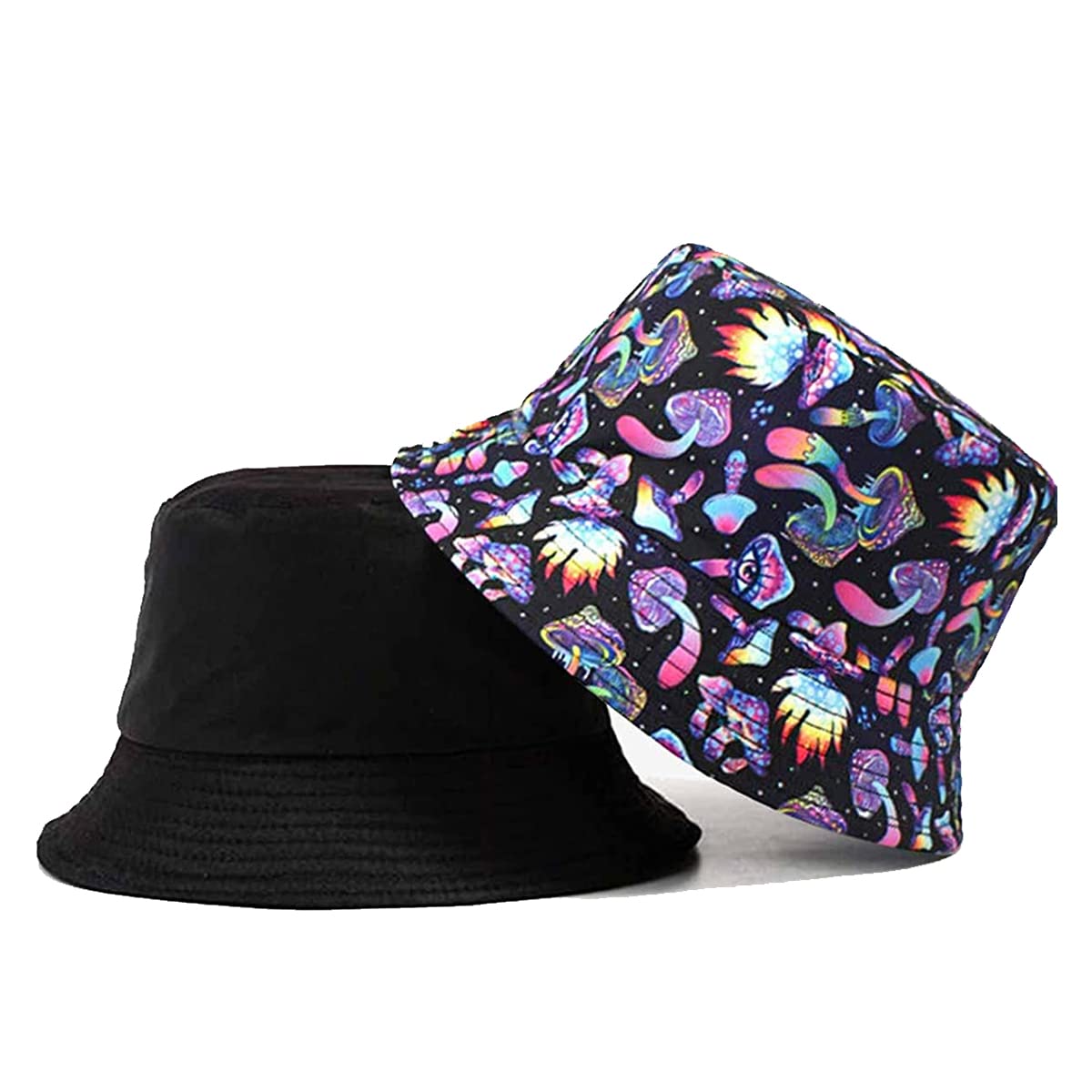 PALAY Digital Print Bucket Hat for Men Women Fashion Color Mushroom Print Beach Hat Cap for Travel, Hiking, Outdoor Fisherman Cap