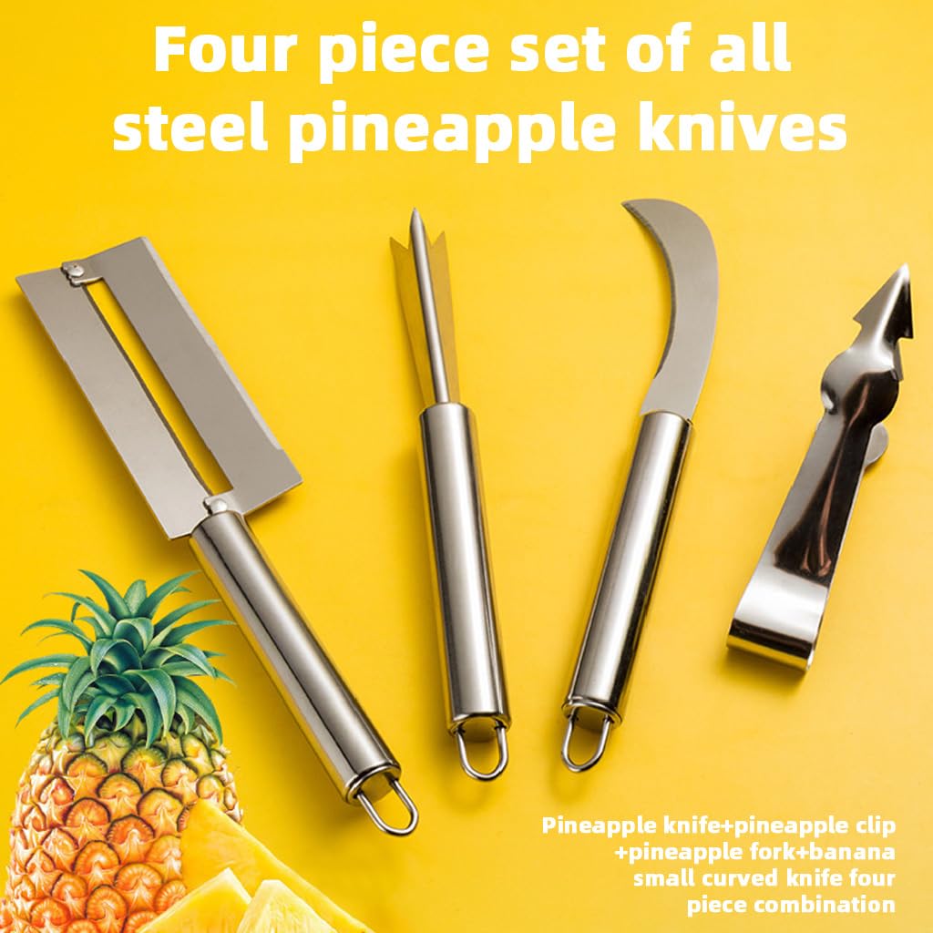 HASTHIP Pineapple Peeler Tool Set for Easy Fruit Preparation with Curved Blade and Ergonomic Handles | 2 Pcs Stainless Steel
