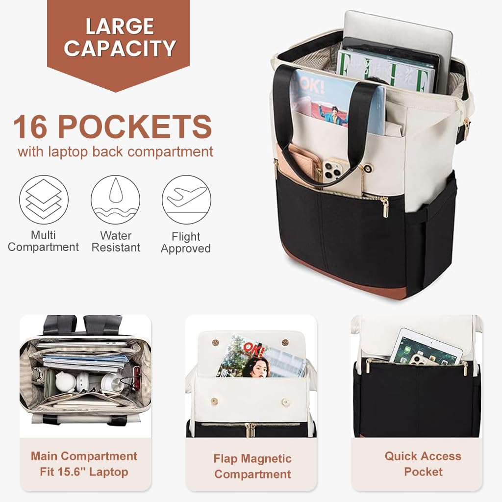 PALAY Laptop Backpack for Women 15.6 Inch with Dual Zipper and Wide Open Design | Oxford Cloth Travel Bag