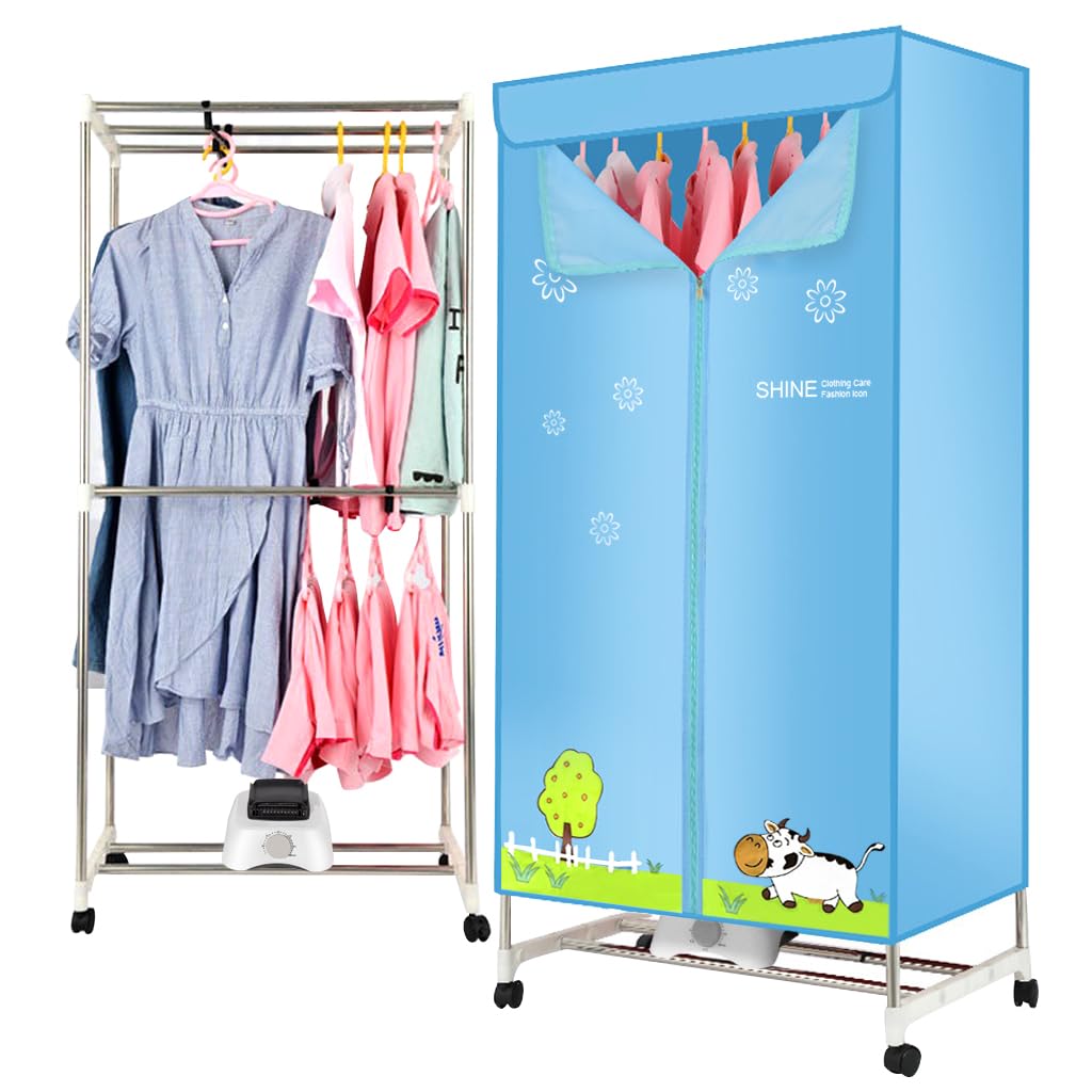 Supvox® Clothes Dryer Machine 360 Degree Hot Wind Circulation Clothes Dryer Easy Assembly Double Layer Stainless Steel Rack with Ventilation Clothes Dryer Smart 180 mins Timer Design