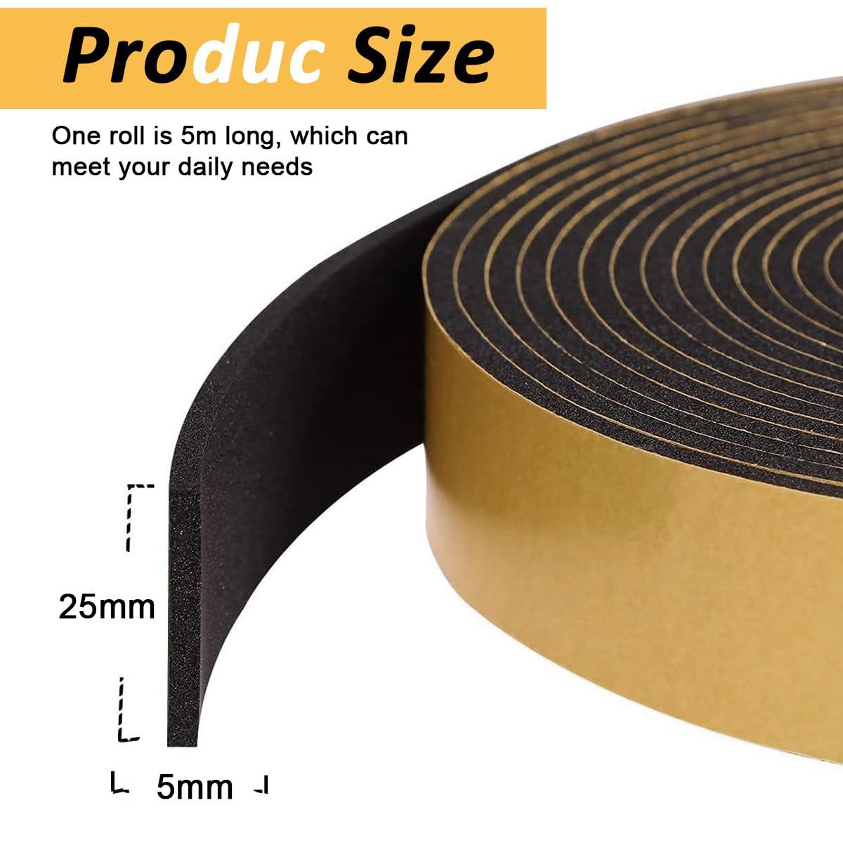 HASTHIP 16.4ft Door Seal Strip Door Bottom Sealing Strips EVA Foam Door Sweep Door Seal Gap Seals Self Adhesive Door Strips Door Seal Weather Proof Noise Reduction Door Seal for Door, Window, Gaps