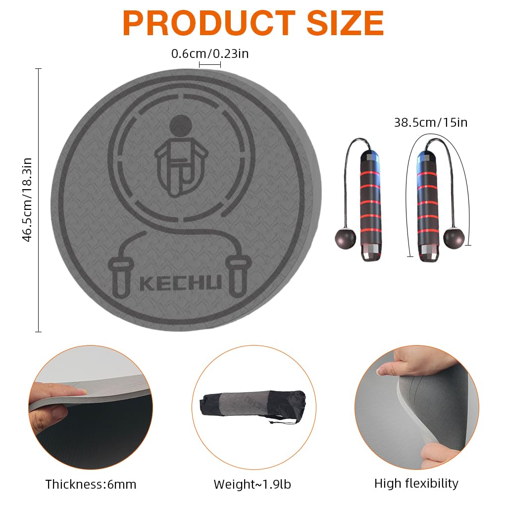 Proberos Jump Rope Mat for Indoor Workouts with 6mm Cushioning and Non Slip TPE | Includes Cordless Jump Rope Kit