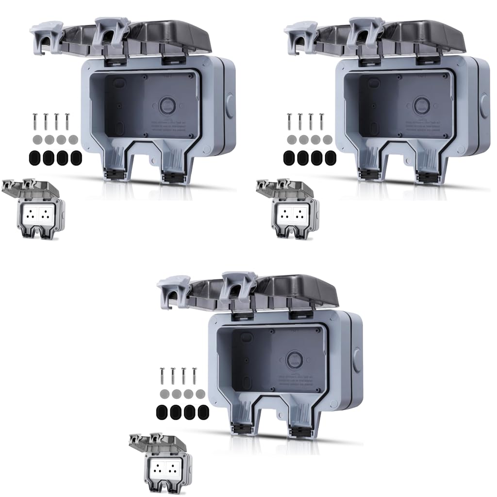 Serplex Double Socket Switch Cover for Outdoor Use with Flip Up Lid and ABS Housing 86x146mm