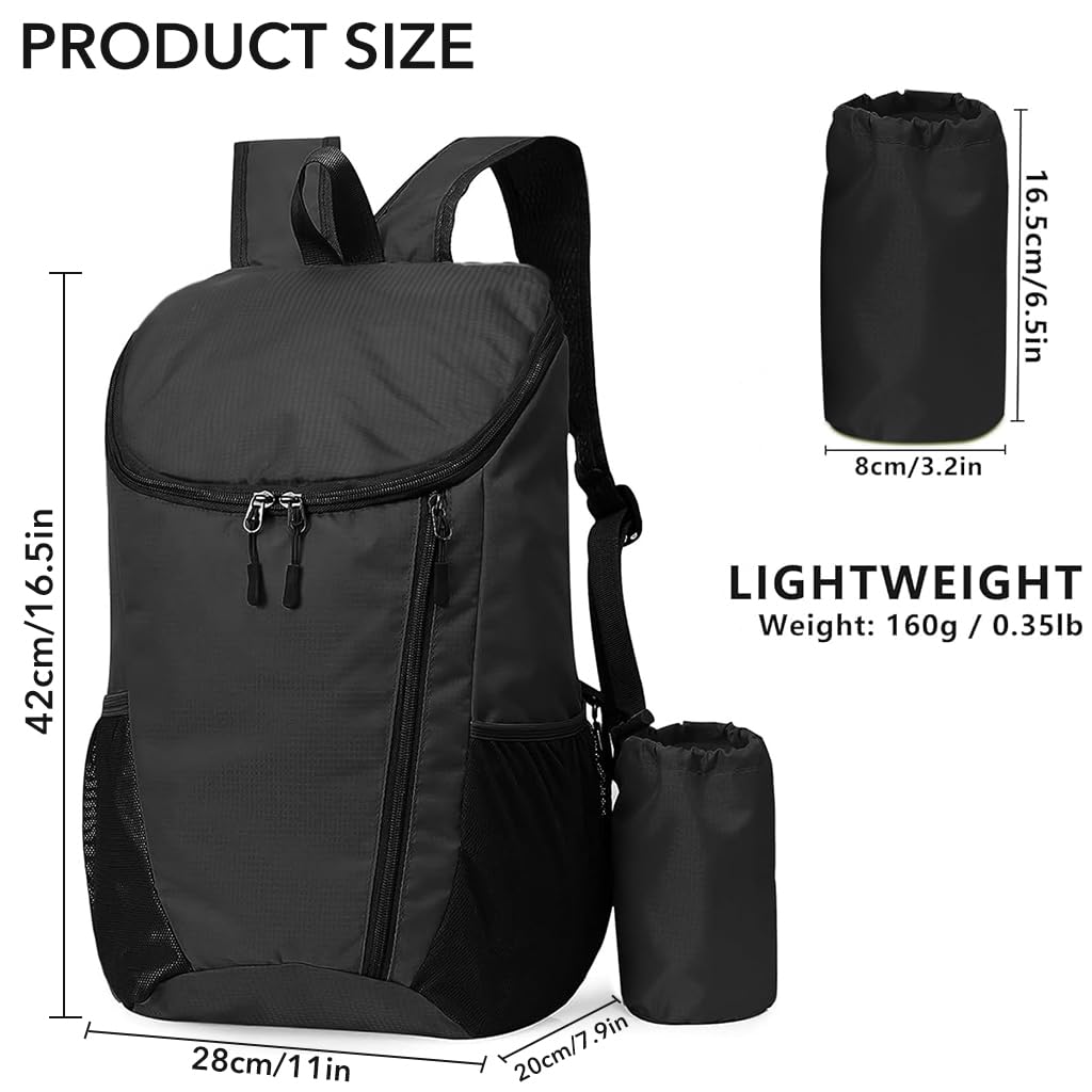 GUSTAVE® 20L Travel Backpack Lightweight Foldable Backpack Fashion Large Capacity Outdoor Water Resistant Rucksack for Travelling Walking Hiking Camping Biking