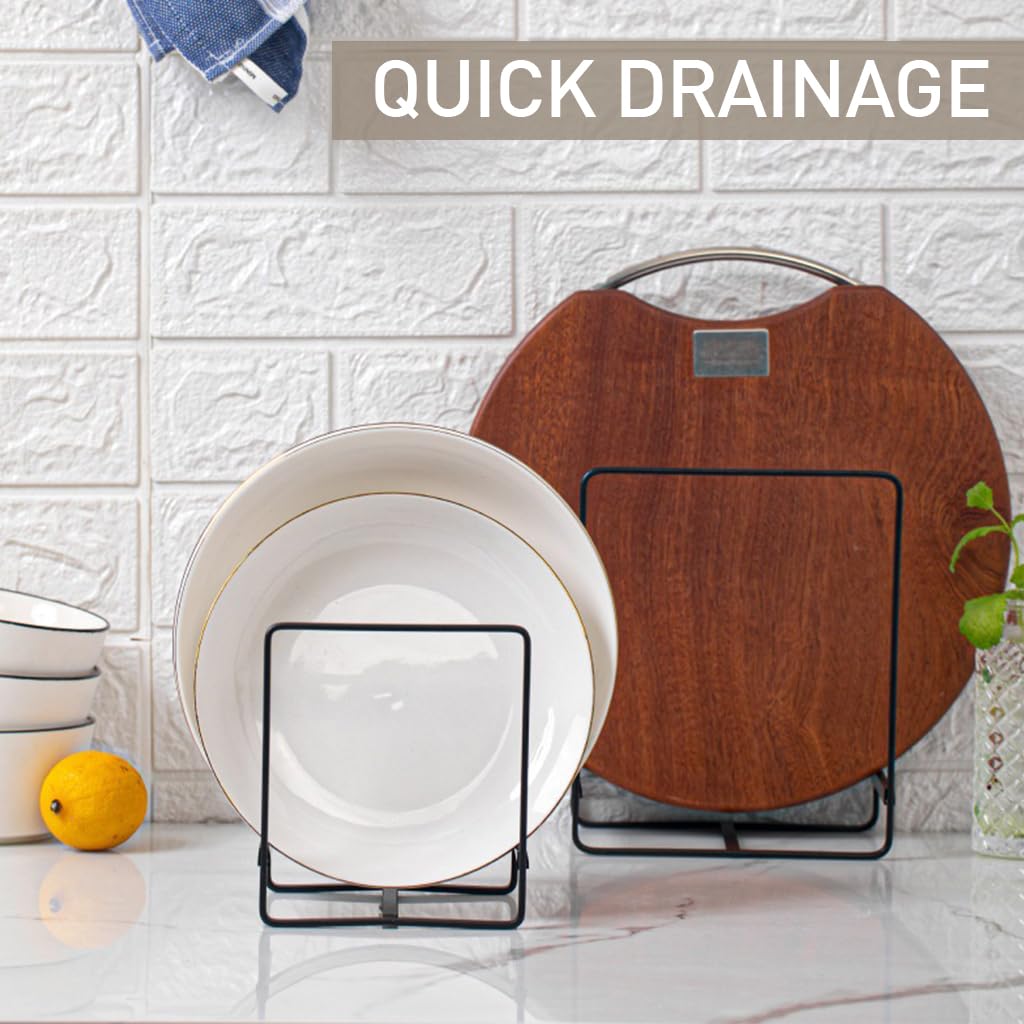 Zibuyu Plate Stand for Kitchen with Quick Drainage and Minimalist Metal Design | 2Pcs Set