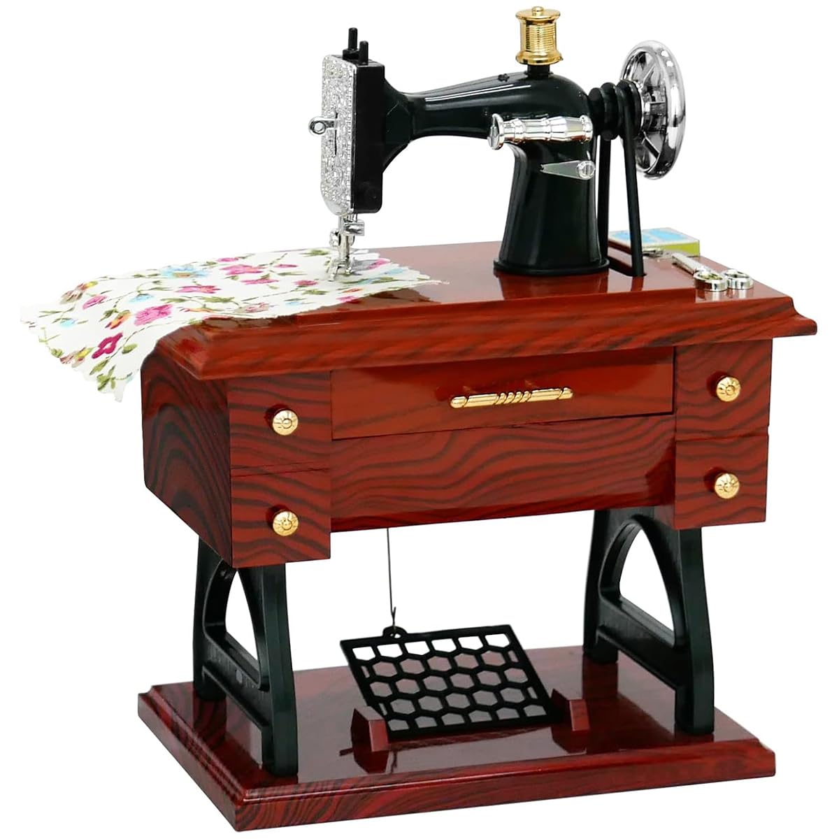 PATPAT Mini Vintage Sewing Machine Music Box for Desk Decor featuring Wind-Up Melody | Nostalgic Gift Ornament