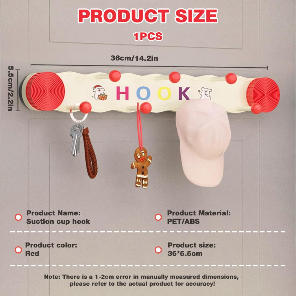 HASTHIP Cloth Hanger for Wall with 7 Hooks featuring Dual-Row Design and Suction Cup Hold | Multicolor Organizer