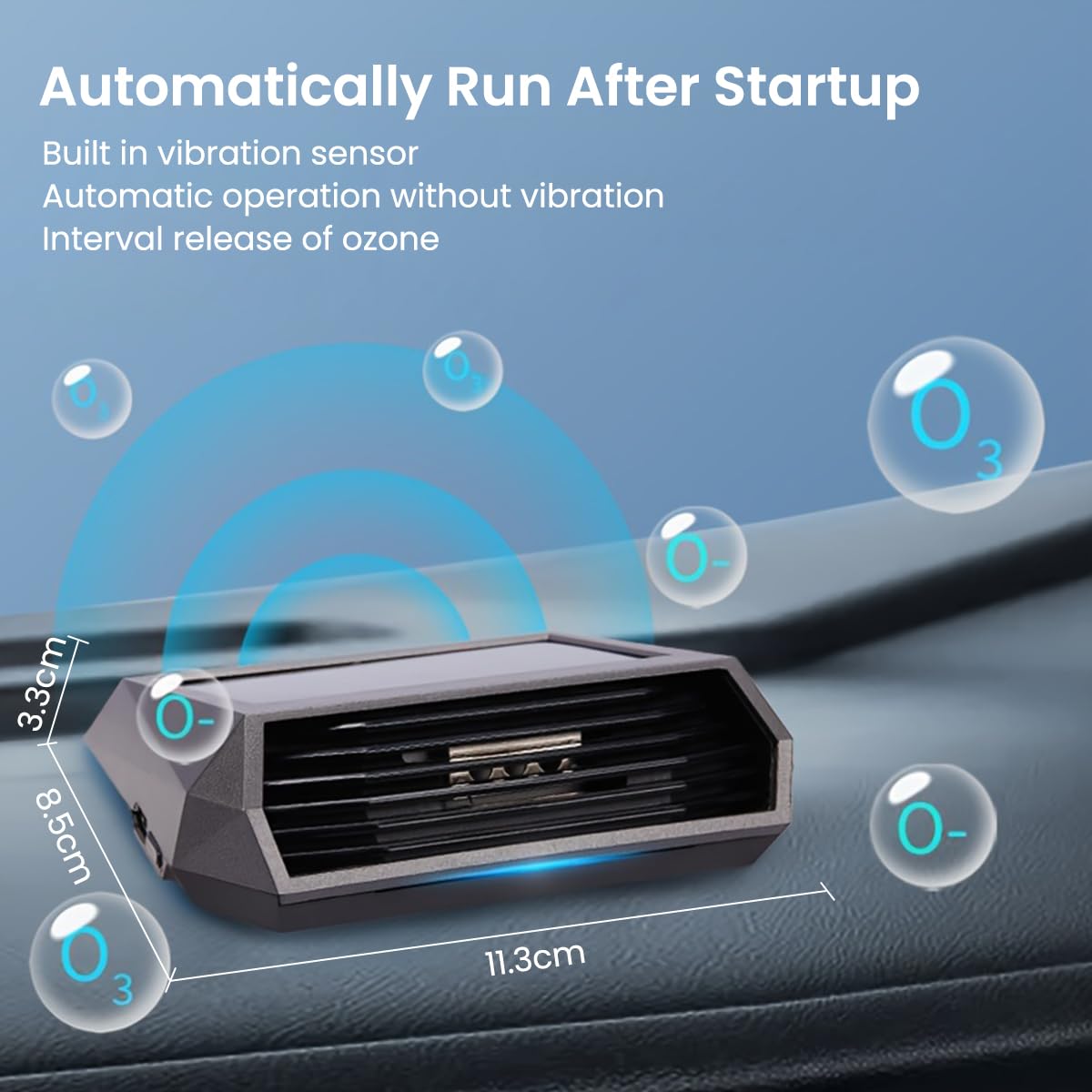 STHIRA® Car Solar Air Purifier USB Air Purifier Multi-purpose Car Air Purifier with Parking Number Stickers Dual Power Smart Motion Sensor Car Dashboard Air Purifier with Ozone Odor Removal Function