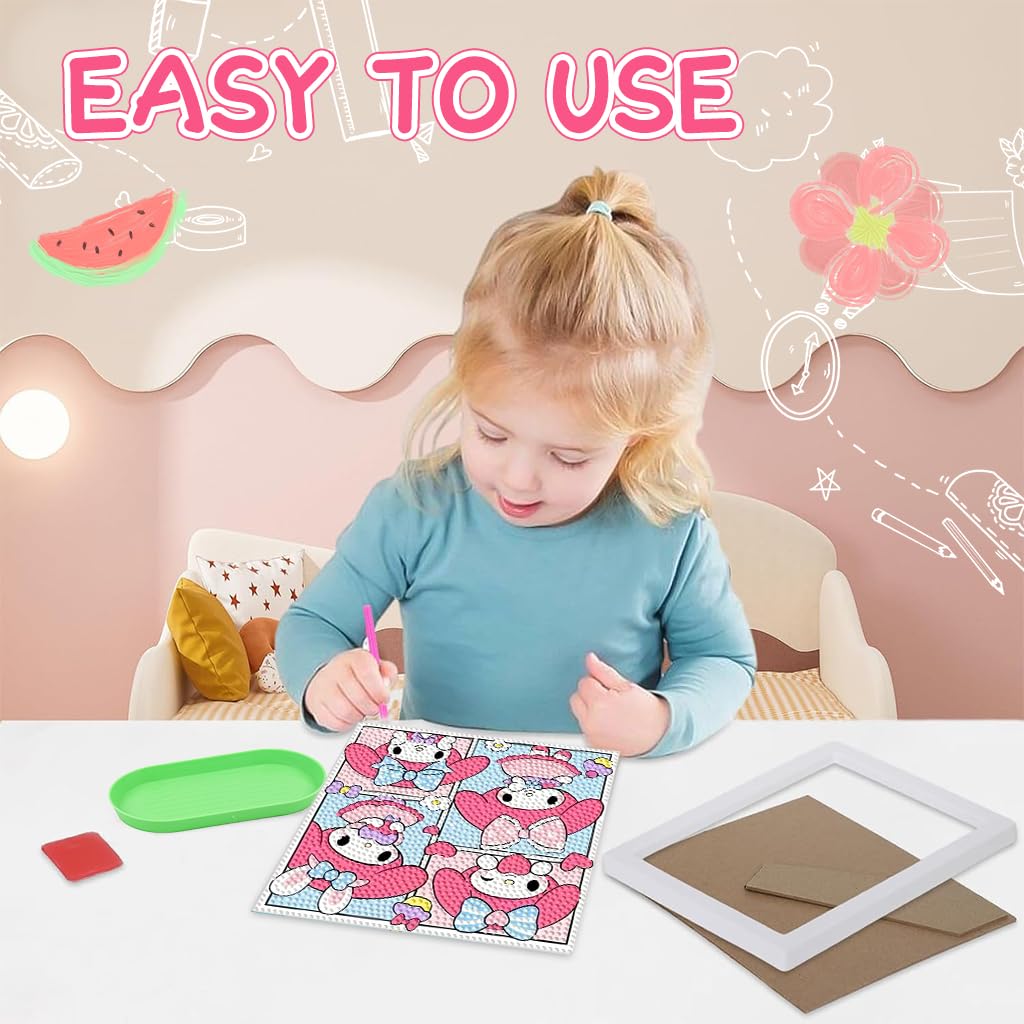 PATPAT DIY Diamond Painting Kit for Kids featuring Cute Melody Art with Wooden Frame 2PCS