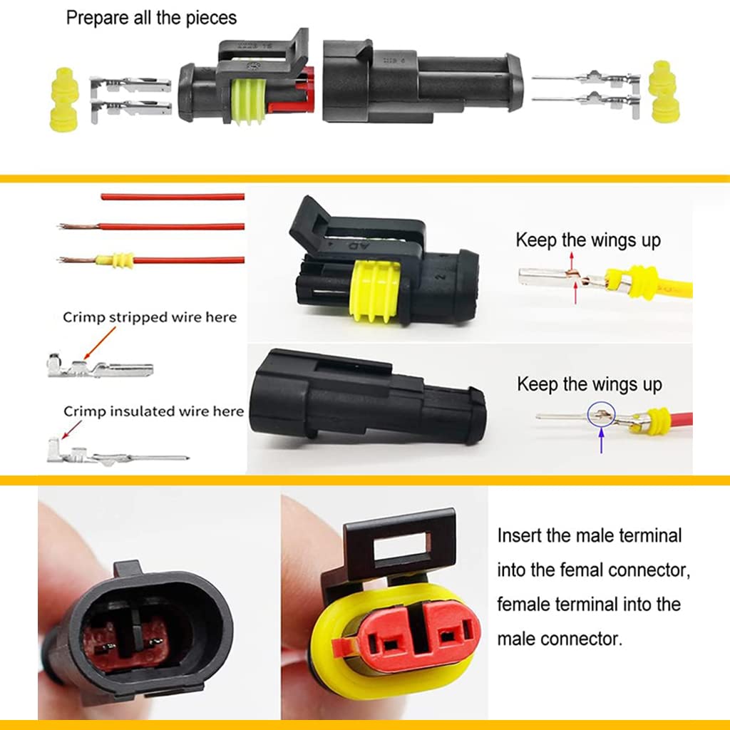 ZIBUYU® 352pcs Waterproof Car Electrical Connector Terminals Automotive Electrical Wire Connector Plug Kit 1/2/3/4 Pin Connectors Male and Female