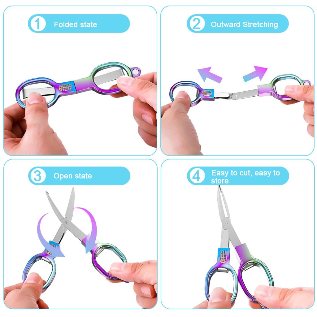 OFIFO Folding Utility Scissors for Crafting and Sewing with 4.5 in Blade featuring Compact Folding Design