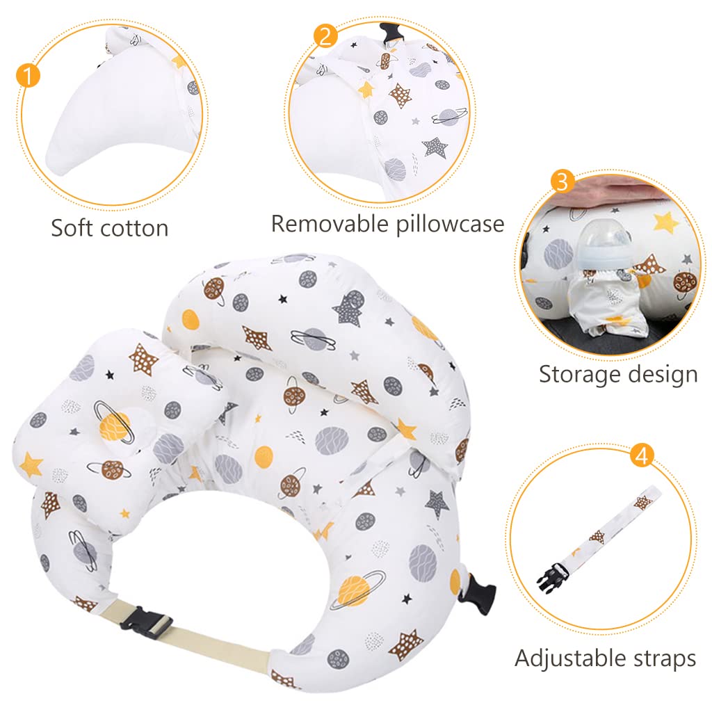 SNOWIE SOFT Baby Feeding Pillow for Mom with Adjustable Headrest and Cotton Cover | Washable Nursing Support Cushion