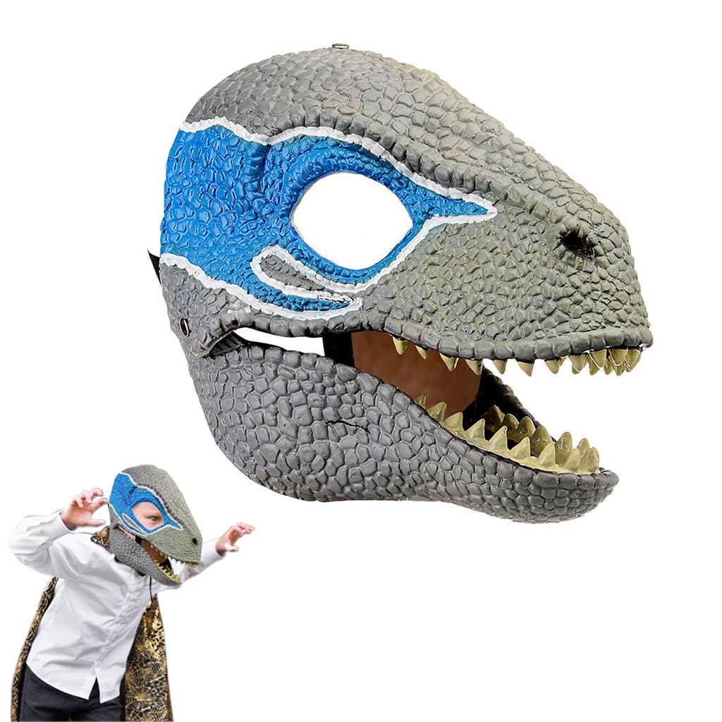 PATPAT® Halloween Mask Kids Mask Dinosaur Mask Elastic Headband Dinosaur Head Mask with Moving Open Jaw Cosplay Mask Party Favor Role Play Game Prep Children's Gift