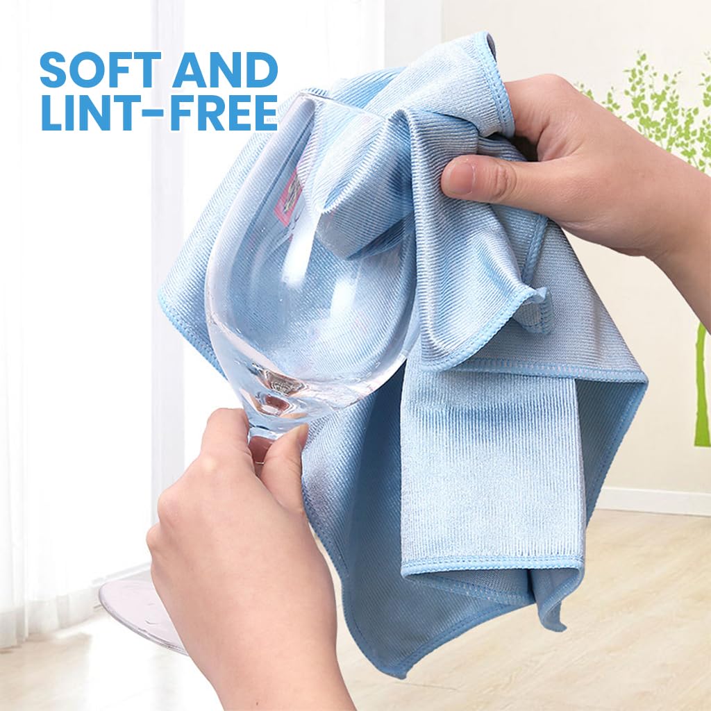 HASTHIP Microfiber Cleaning Cloths for Kitchen and Bathroom with Ultra Fine Fibers 6 Pcs 40x40cm Blue