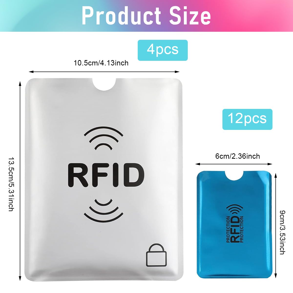 GUSTAVE RFID Blocking Sleeves Set for Travel Security with 16 Pieces and Aluminum Film | Fits Credit Cards and Passports