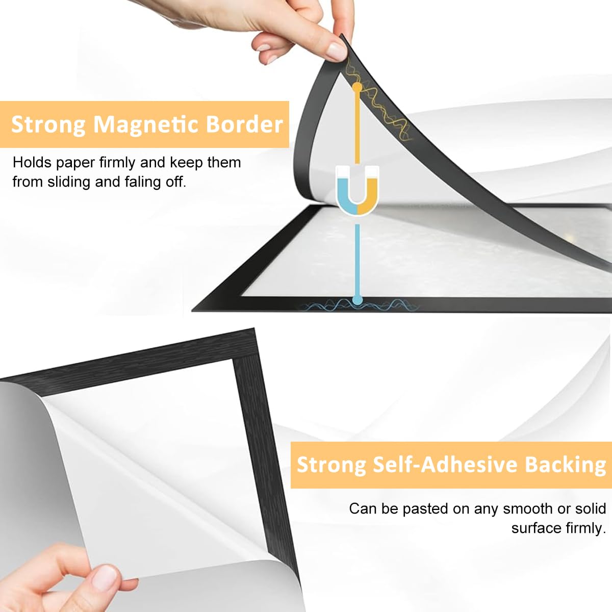 Climberty® 3Pcs Magnetic Cover Sign Holder with Self-Adhesive Backing, Clear PVC Wall Sign Display for Menus Notices Flyers, Poster Holder Leaflet Holder for Office, Restaurant, Store (8.5''x11'')