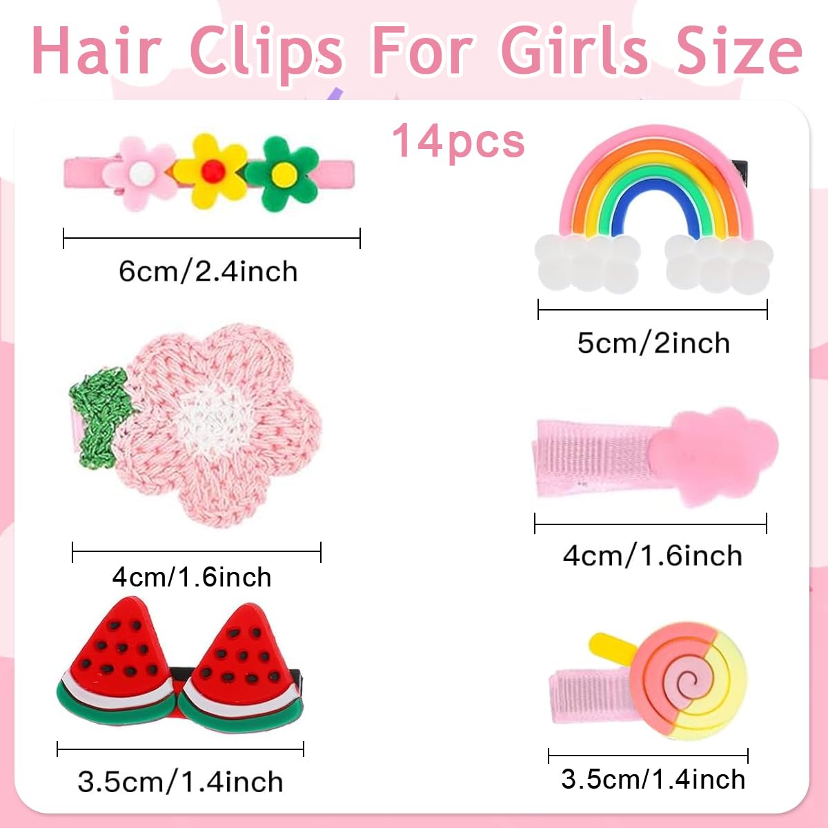 ZIBUYU Hair Clips Set for Girls with 14 Colorful Cartoon Designs | Cute Kids Hair Accessories