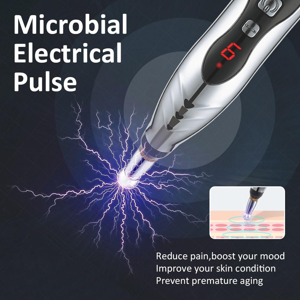HANNEA Electric Acupoint Pen for Pain Relief with 9 Levels Strength and 5 Massage Bits | USB Rechargeable Therapy Tool