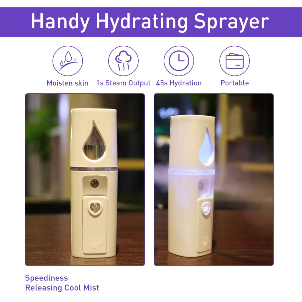 ZIBUYU USB Nano Mist Sprayer for Facial Moisturizing with 20ml Tank and 550mAh Rechargeable Battery