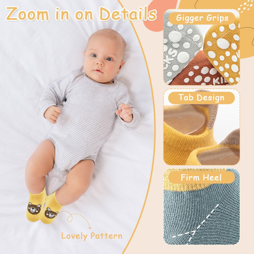 Zibuyu Baby Socks with Anti Skid Soles for Newborn to 3 Years featuring Soft Cotton & Cute Animal Patterns