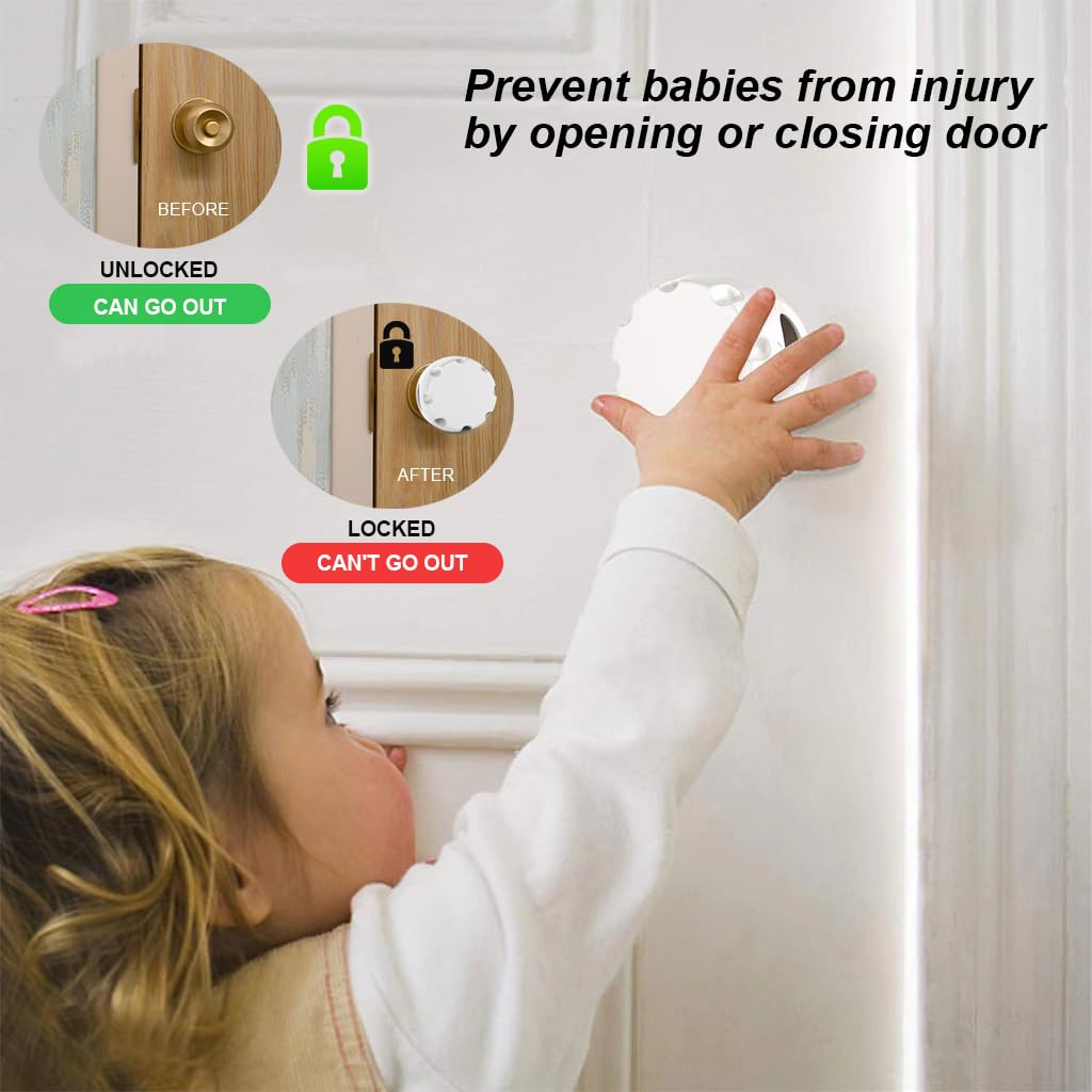 SNOWIE SOFT Door Knob Cover for Child Safety with 2.36 x 1.69 in Universal Fit | 4 Pcs Plastic Set