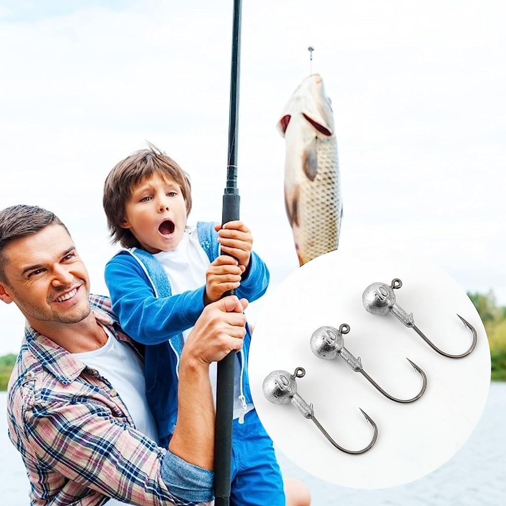 Proberos Fishing Hook Set for Freshwater and Saltwater with 25pcs and 5 Weights | Sharp Steel Round Lead Head