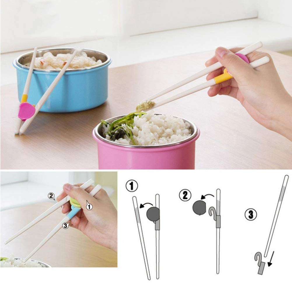 ELEPHANTBOAT Training Chopsticks for Kids 1–6 Years with Detachable Aid | ABS Pink and Green