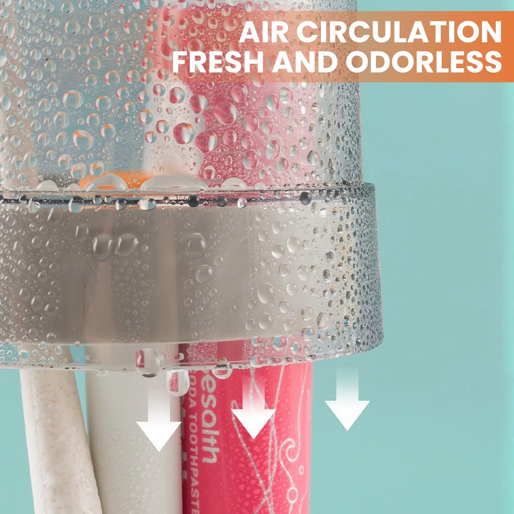 ZIBUYU Toothbrush Organizer for Bathroom Countertops with Open Air Hygienic Drying | Space Saving Stand for Families