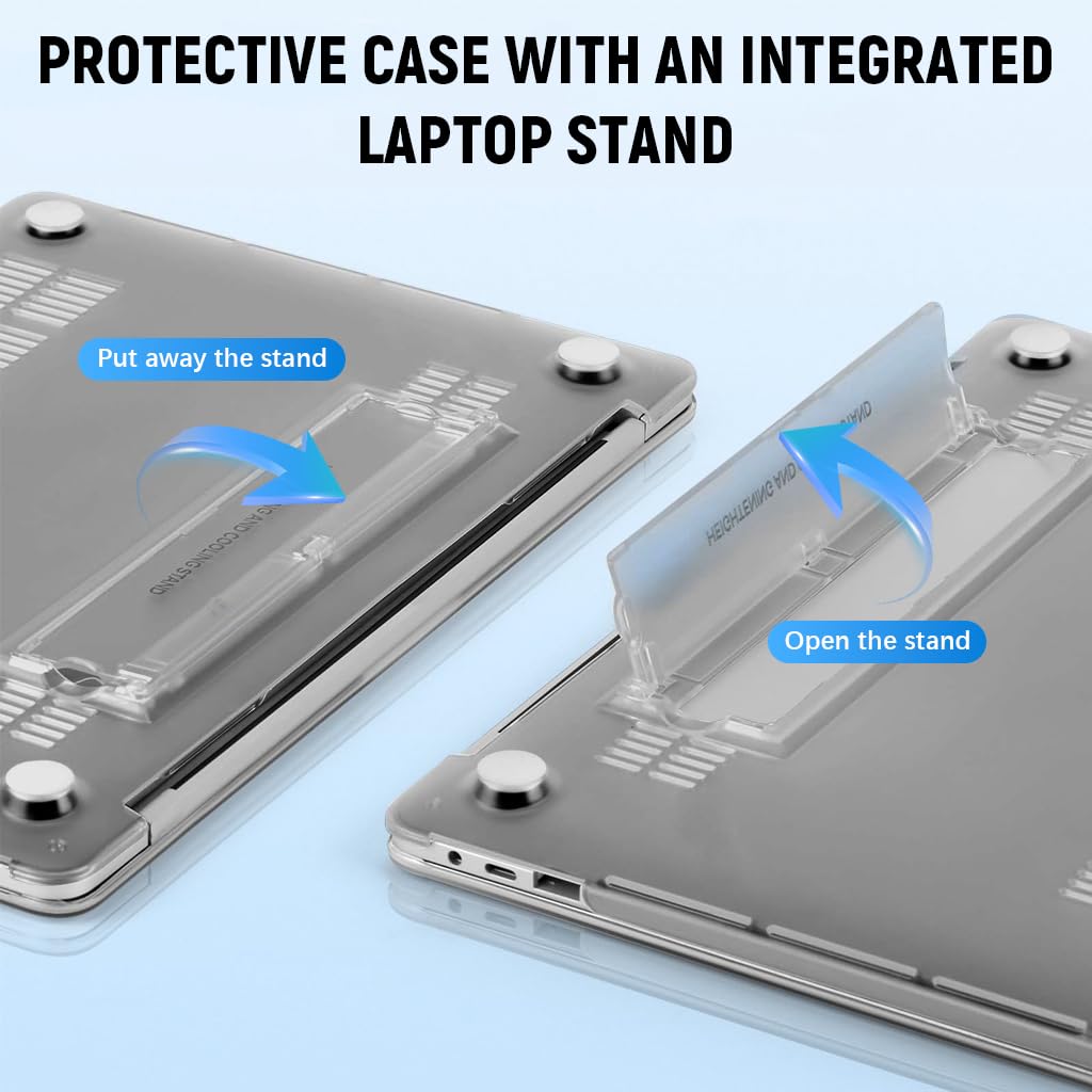 ZORBES Laptop Cover for MacBook Air 13.6 inch with Foldable Kickstand and Grey Hard Shell Case