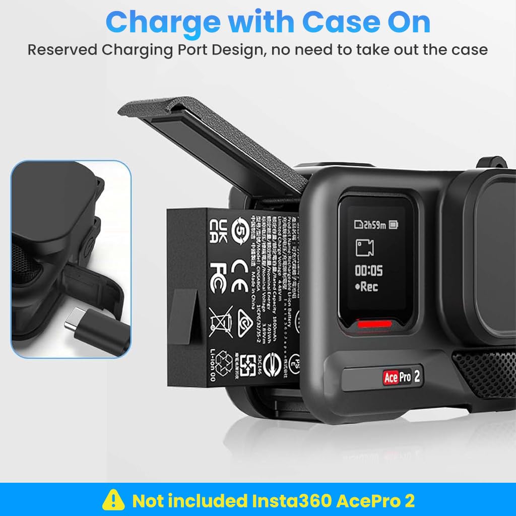 ZORBES Silicone Protective Case for Insta360 Ace Pro 2 with Lens Cap and Lanyard | Anti‑Scratch Camera Cover