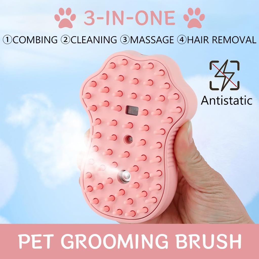 Qpets Cat Steam Brush for Cats and Dogs with UV Sterilization Light and USB Rechargeable Design