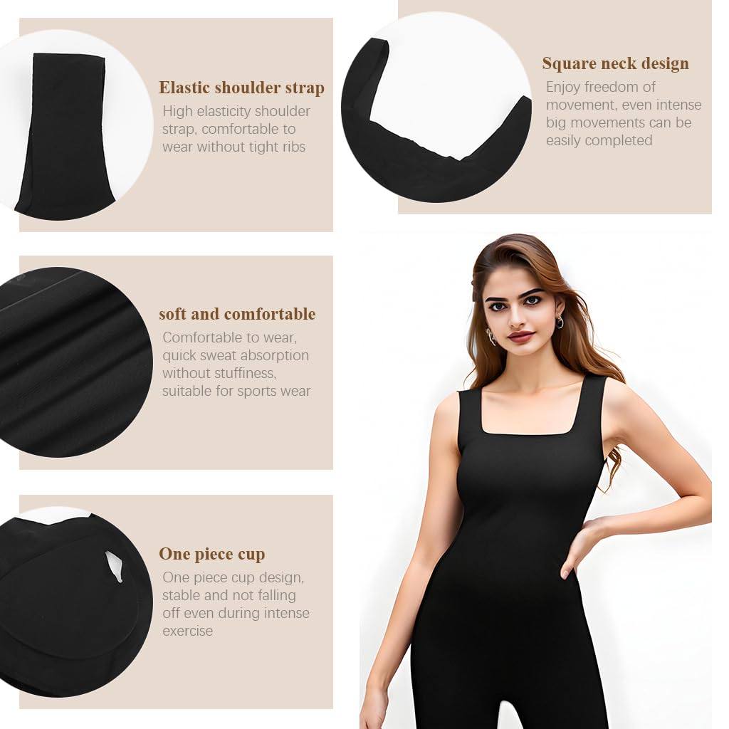 SANNIDHI Women's Shelf Bra Camisole Tops with Double Layer Support and Breathable Cotton | Versatile Black Sleeveless Tank for Everyday Comfort