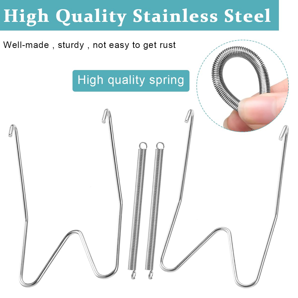 HASTHIP Invisible Wall Plate Hangers for Decorative Plates with 4 Claw Spring Hooks | 12Pcs Stainless Steel Silver Set for 6 8 10 Inch Plates