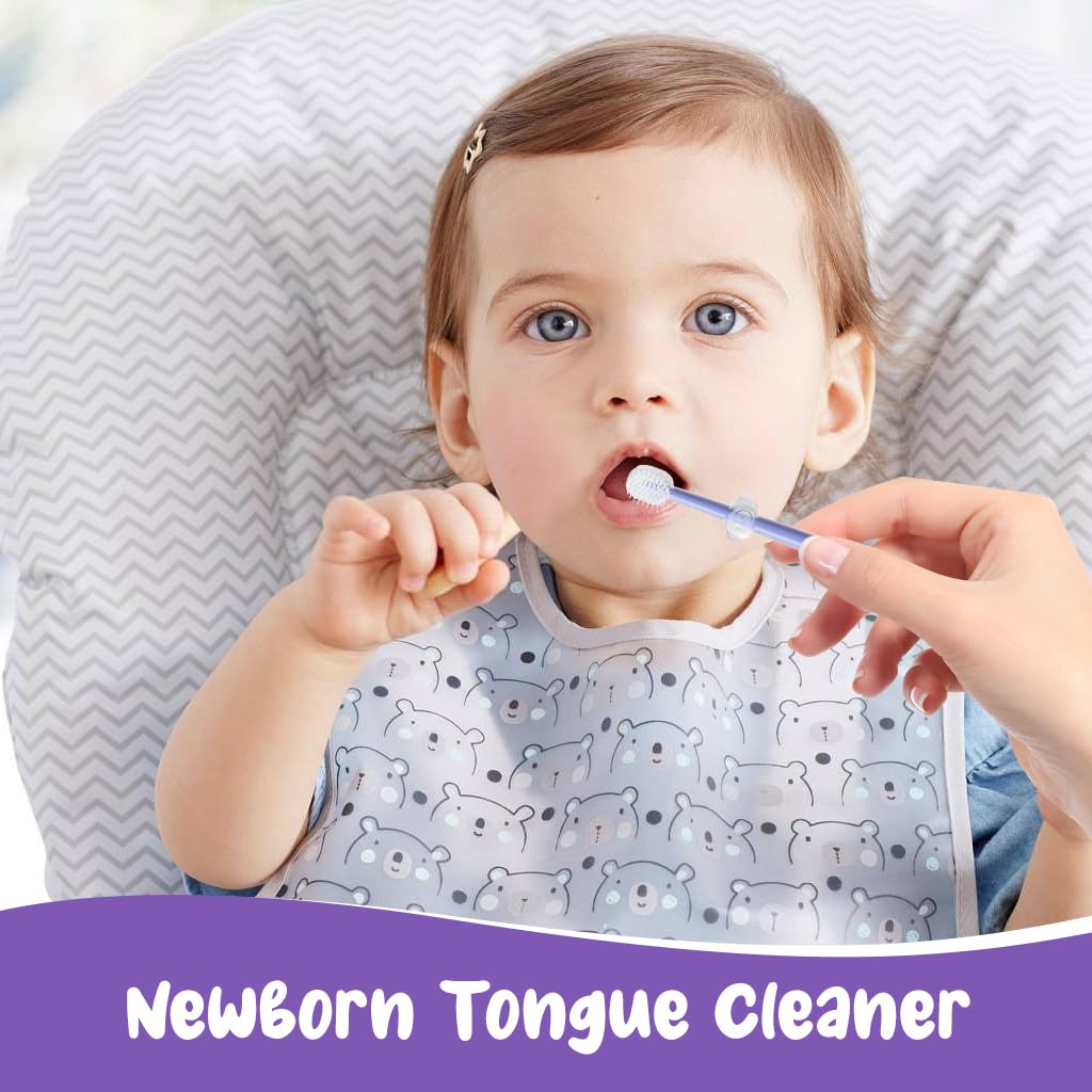 SNOWIE SOFT Silicone Baby Toothbrush Set for 0–18 Months with U-Shaped Brush & Case | Purple