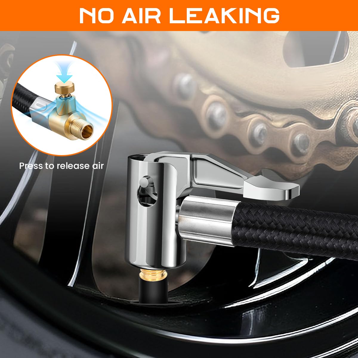 STHIRA Tyre Inflator Extension Hose for Car and Bike with Deflation Valve | 9.8 in Rubber Quick Connect Adapter