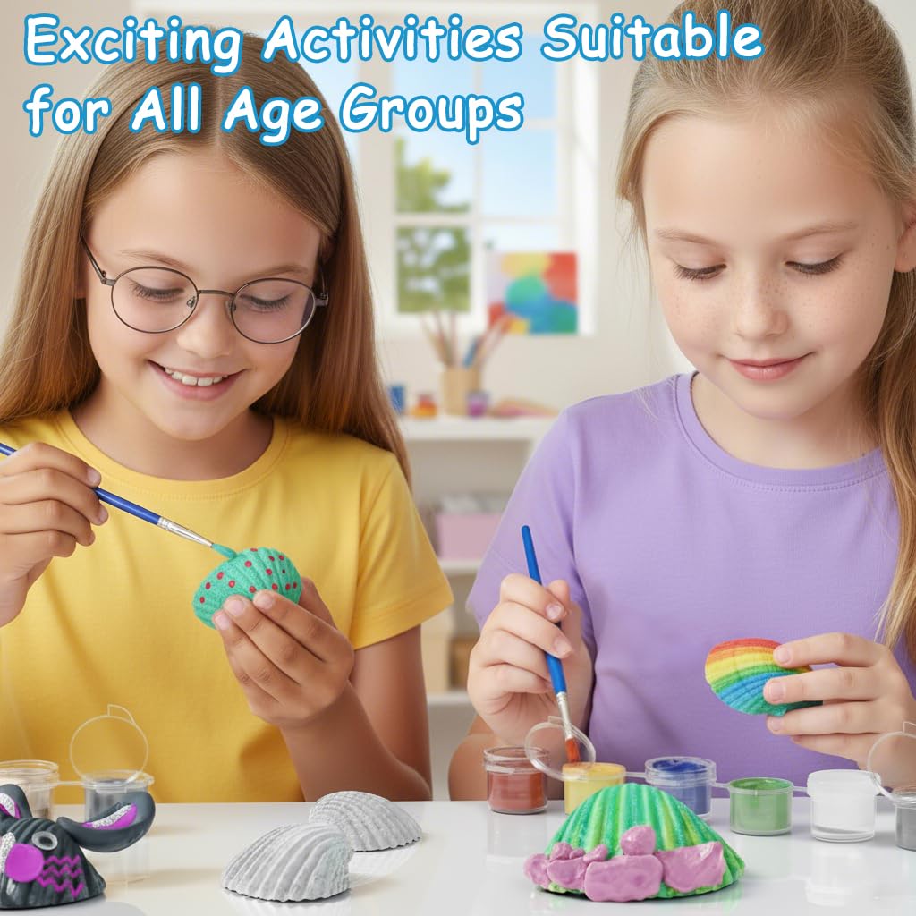 PATPAT Kids Sea Shell Painting Kit with 11 Real Shells and 8 Paints for Creative Fun | DIY Art Gift for Boys and Girls